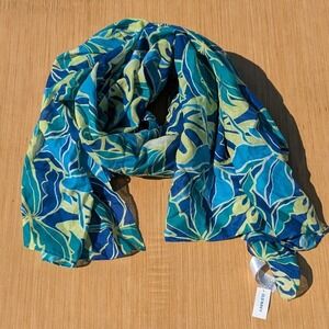 Old Navy Scarf Women's Floral Blue Green Lightweight Summer Beach Tropical Scarf